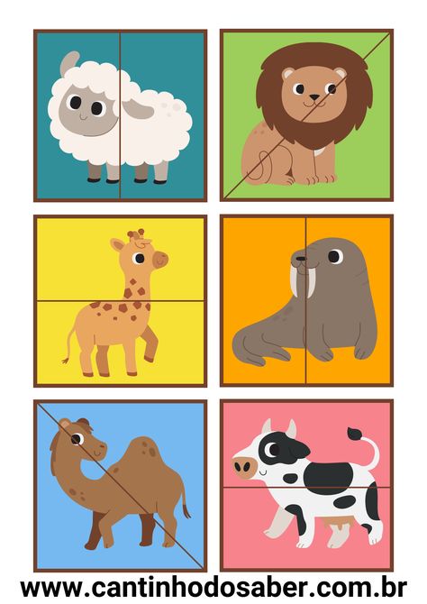 Animal Puzzle Printable, Toddler Alphabet, Kids Zoo, Kids Worksheets Preschool, Montessori Toddler Activities, Preschool Activities Toddler, Puzzle Games For Kids, Baby Learning Activities, Puzzles For Toddlers