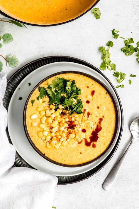 Whip up this easy and budget-friendly Copycat Panera Mexican Street Corn Chowder! Packed with sweet corn, creamy cheese, and a mix of peppers in a potato-thickened broth. Quick, cost-effective, and delicious, it’s the perfect summer soup. Serve with roasted chile cheddar cornbread for a heavenly match. Dive into the full recipe for a flavorful, waste-free meal that costs less than $1 per bowl! Panera Mexican Street Corn Chowder, Panera Corn Chowder Recipe, Mexican Street Corn Chowder, Street Corn Chowder, Easy Corn Chowder, Shucking Corn, Cheddar Cornbread, Copycat Panera, How To Thicken Soup