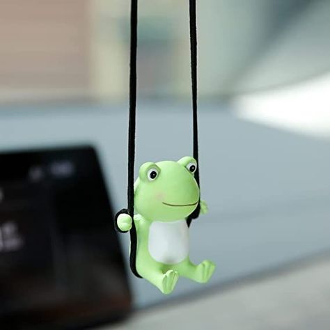 Froggy Car Mirror Decorations, Car Mirror Hanging Accessories, Kawaii Party, Car Mirror Hanging, Rear View Mirror Accessories, Frog Figurines, Mirror Hanging, Mirror Ornaments, Mirror Interior