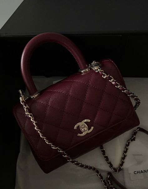 Dark Red Academia, Luxury Designer Burgundy Bags, Red Academia Aesthetic, Luxury Designer Burgundy Shoulder Bag, Luxury Red Glamorous Bags, Red Chanel Bag, Maroon Chanel Bag, Aesthetic Chanel, Dark Red Chanel Bag