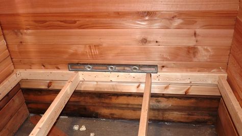 Build Sauna, Diy Home Sauna, Cedar House Siding, Build A Sauna, Sauna Bench, Basement Sauna, Diy Sauna, Building A Sauna, Wood Sauna