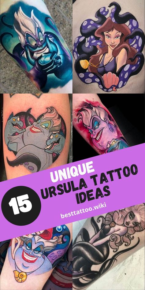 Unleash your inner sea witch with our collection of Ursula tattoo ideas for 2024. Explore a world of enchantment with designs inspired by Disney's iconic villain. Whether you're drawn to Ursula's wicked grin or her mysterious allure, our curated selection has something for every fan. From small, subtle tattoos to bold and intricate designs, discover the perfect Ursula tattoo to showcase your love for this legendary character. Ursula Tattoo Ideas, Ursula Tattoo, Dark Disney Tattoo, Flower Bouquet Tattoo, Cheeky Grin, Framed Tattoo, Bouquet Tattoo, Detailed Artwork, Dark Disney