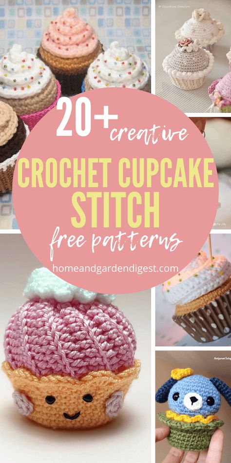 Easy Free Crochet Patterns, Crochet Cupcakes, Crocheting For Beginners, Crochet Patterns Ideas, Crochet Cupcake, Patterns For Kids, Crochet Deer, Crochet Best, Creative Crochet