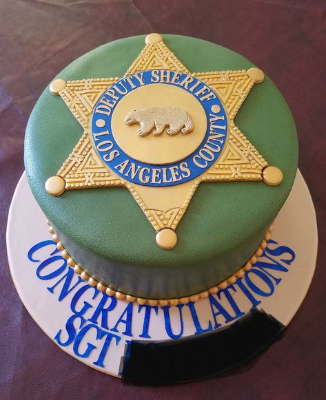 LASD  Law Enforcement Badge Cake   323.821.4808 Deputy Graduation Party, Police Promotion Cake, Law Enforcement Retirement Cake, Sheriff Party Ideas Deputy, Sheriff Retirement Party Ideas, Law Enforcement Retirement Party Ideas, Police Graduation Cake, Police Badge Cake, Sheriff Graduation Party