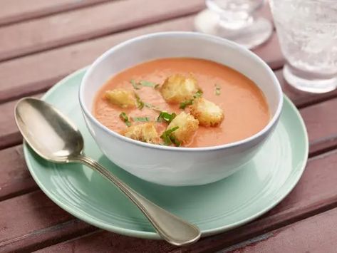 Cream of Fresh Tomato Soup Summer Vegetable Recipes, Best Tomato Soup, Fresh Tomato Soup, Grilled Cheese Croutons, Cream Of Tomato, Cream Of Tomato Soup, Tomato Soup Recipe, Ina Garten Recipes, Barefoot Contessa