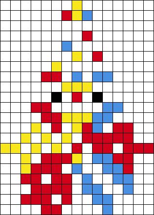 Silly Lil Clown (mr.sillygoose) Perler Bead Pattern | Bead Sprites | Characters Fuse Bead Patterns Clown Grid Pattern, Mini Perler Patterns, Clown Kandi Pattern, Clown Perler Beads, Clown Pixel Art, Clown Perler, Clown Kandi, Perler Bead Wall, Bead Critters