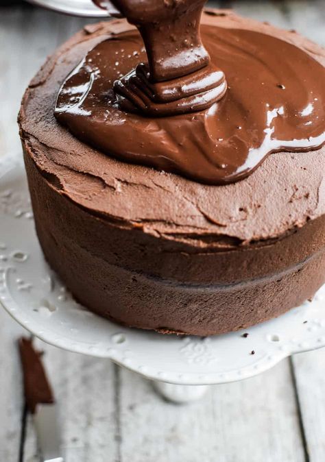 The Best Sourdough Chocolate Cake Recipe - Home Grown Happiness Sourdough Chocolate Cake Recipe, Sourdough Chocolate Cake, Classic Chocolate Cake Recipe, Chocolate Buttercream Frosting Recipe, Buttercream Frosting Cake, Chocolate Banana Cake, Cake Recipes At Home, Cake Frosting Recipe, Chocolate Buttercream Frosting