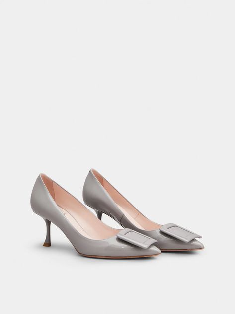 Grey Woman Viv’ In The City Pumps in Patent Leather RVW61830690D1P37MB206 | Roger Vivier Boots Leather Women, Roger Vivier Heels, Womens Pumps, Buckled Heels, Buckle Shoes, Roger Vivier, Boots Leather, Grey Women, Leather Cover