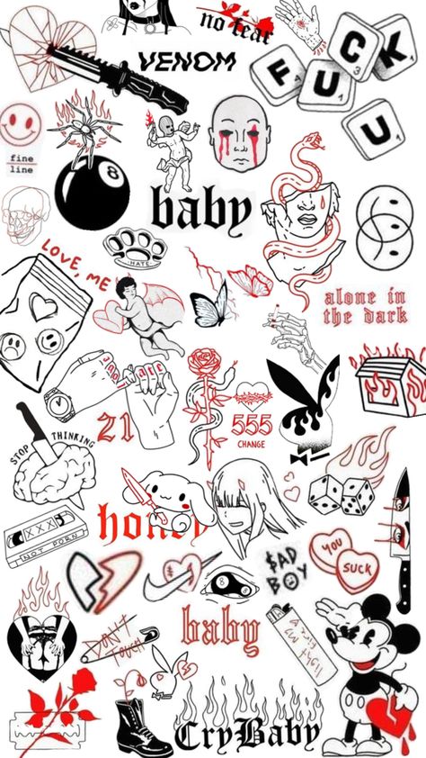 Sticker Bomb Wallpaper, Artsy Tattoos, Cartoon Drawings Sketches, Small Girly Tattoos, Cool Tattoo Drawings, Sharpie Tattoos, Tattoos For Lovers, Flash Tattoo Designs, Tasteful Tattoos