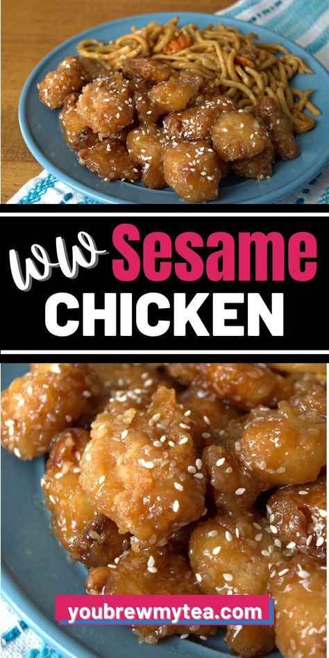 Crispy Sesame Chicken Recipe, Homemade Sesame Chicken, Sesame Chicken Sauce, Chicken Sesame, Crispy Sesame Chicken, Easy Sesame Chicken, Chinese Chicken Recipes, Chicken Sauce, Pf Changs