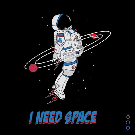 A black shirt with a white astronaut floating in space with the text "I Need More Space" in white letters. The shirt is being modeled by a young woman with a smile on her face. Floating Astronaut, Astronaut Floating In Space, I Need More Space, I Need Space, Floating In Space, Need More Space, Space Astronaut, Space Lovers, I Need More