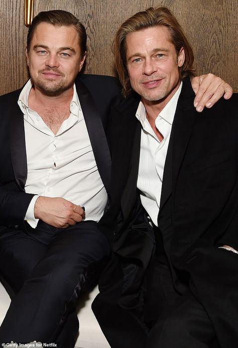 Brad Pitt reveals Leonardo DiCaprio's nickname for him is 'lover' before winning AGAIN at SAG Awards | Daily Mail Online Brad Pitt Hair, Brad Pitt And Angelina Jolie, Young Johnny Depp, Camila Morrone, Leo Dicaprio, Sag Awards, Quentin Tarantino, Cute Celebrities, Leonardo Dicaprio