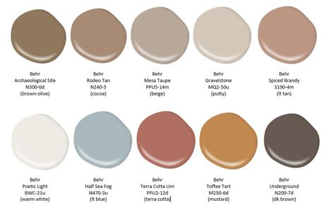 Western Boho Paint Colors, Earth Tone Behr Paint, Behr Palette, Boho Bedroom Paint Colors Behr, Biscuit Paint Color, Modern Mocha Behr Paint, Behr Boho Paint Colors, Behr Earth Tone Paint Colors, Behr Wheat Bread Paint Palette