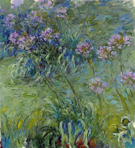 https://flic.kr/p/8gMjfz | Le Parterre aux agapanthes (C Monet - W 1822) | Huile sur toile, 200 x 180 cm, 1914-1917 (W 1822), Museum of Modern Art, New York.  Merci Michelangelo pour la photo : www.flickr.com/photos/47934977@N03/16425415255/ Monet Agapanthus, Claude Monet Paintings, Claude Monet Art, Monet Art, Mary Cassatt, Monet Paintings, Pierre Auguste Renoir, Edgar Degas, Impressionist Paintings