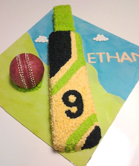 cricket bat and ball cake Cricket Bat Cake, Cricket Bat And Ball, Cakes Without Fondant, Cricket Cake, Bat Cake, Bat Ball, Bat And Ball, Ball Cake, Cricket Bat