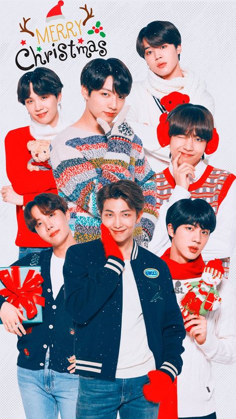 BTS 💕😍 Bts Christmas Wallpaper, Bts Christmas, Bts Group Picture, Jung So Min, Bts Group Photos, Wallpaper Bts, Boy Band, Bts Group, I Love Bts