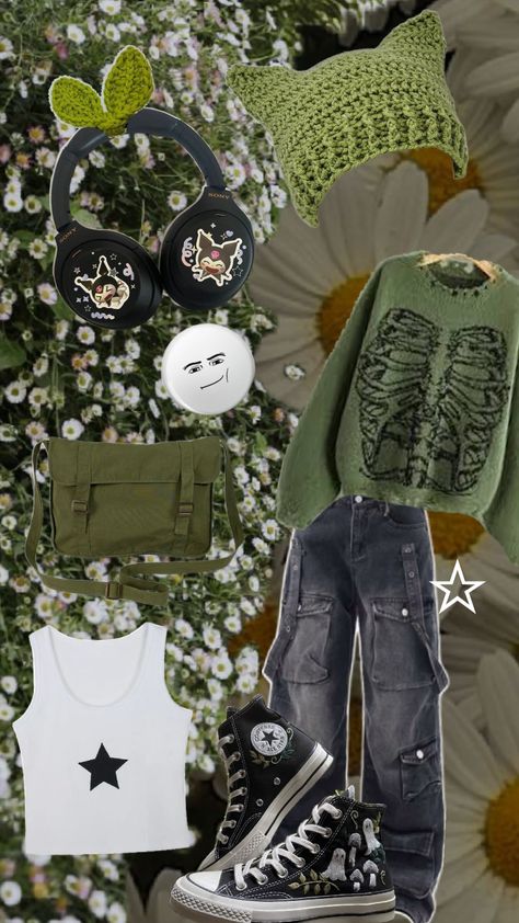 Army Green Aesthetic Outfit, Forest Grunge Outfit, Colorful Grunge Outfits, Easy Grunge Outfits, Outfit Inspirations Grunge, Modern Grunge Outfits, Red Grunge Outfit, Green Grunge Outfit, Ella Outfit