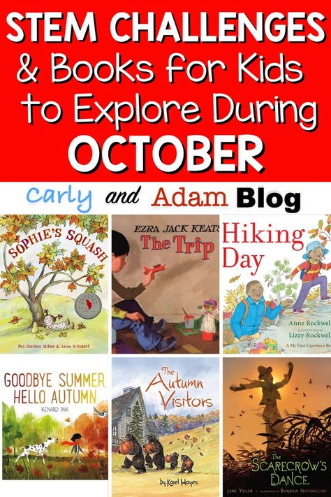 Looking for some fun ways to engage in STEM and maker learning this October? This month’s fall read-aloud selections offer hands-on learning that will keep your elementary STEM students exploring the seasonal changes around them, thinking creatively, and designing for a purpose. #STEM Preschool Stem Activities With Books, Stem Activities Elementary With Books, Read Aloud Steam Activities, Read Aloud And Stem Activity, Stem Read Alouds, Story Book Stem Challenges, Messy Science, Storybook Stem, Ezra Jack Keats