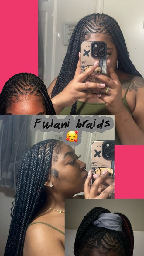 Freestyle Fulani Braids, Freestyle Fulani, Flip Over Fulani Braids, Fake Nails Designs, Fulani Braids, Dope Hairstyles, Protective Hairstyles, Fake Nails, Braids