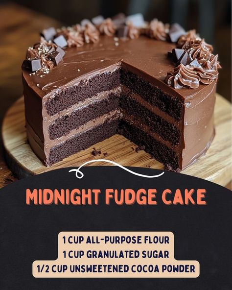 Easy Recipes Community | Midnight Fudge Cake 🍫🌙 | Facebook Midnight Fudge Cake Recipe, Shoneys Hot Fudge Cake Recipe, Midnight Fudge Cake, Fudge Cake Recipe, Hot Fudge Cake, Unsweetened Cocoa Powder, Fudge Cake, Recipe Community, Hot Fudge