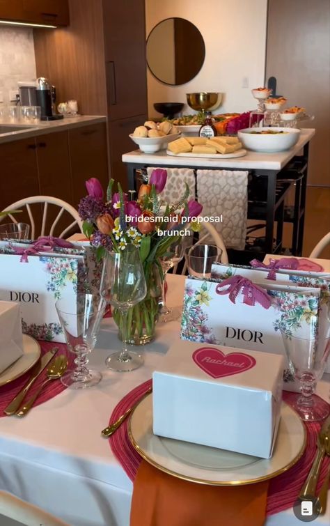 Bridesmaid Proposal Event, Bridal Proposal Dinner Ideas, Fancy Bridesmaid Proposal, Valentines Bridesmaid Proposal, Dior Bridesmaid Proposal, Bridal Party Proposal Ideas Diy, Bridesmaid Proposal Theme, Bridesmaid Proposal Luxury, Bridesmaid Proposal Aesthetic