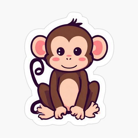 Get my art printed on awesome products. Support me at Redbubble #RBandME: https://www.redbubble.com/i/sticker/KAWAII-MONKEY-by-KawaiiLyfe/156659573.EJUG5?asc=u Cute Monkey Stickers, Kawaii Monkey, Monkey Stickers, Cute Monkey, Animal Stickers, Printable Stickers, Sticker Art, Cute Stickers, My Art