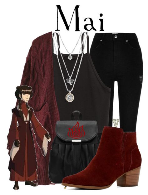 Mai (Avatar: The Last Airbender) by fabfandoms on Polyvore featuring polyvore fashion style WithChic River Island ALDO Lucky Brand clothing Modern Atla Outfits, Mai Avatar Outfit, Modern Avatar Outfits, Avatar The Last Airbender Inspired Outfits, Atla Inspired Outfits, Avatar The Last Airbender Outfits, Avatar Inspired Outfits, Casual Cosplay Outfits, Mai Avatar The Last Airbender