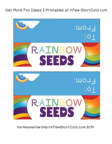 Such a cute way to celebrate St Patricks Day or Spring. Print these FREE Rainbow Seeds Printable Labels to create a fun treat for the kids! Birthday Party Snacks For Kids, Party Snacks Birthday, Party Snacks For Kids, Birthday Board Diy, Celebrate St Patricks Day, Irish Party, Treat Bag Toppers, Birthday Party Snacks, Irish Beer