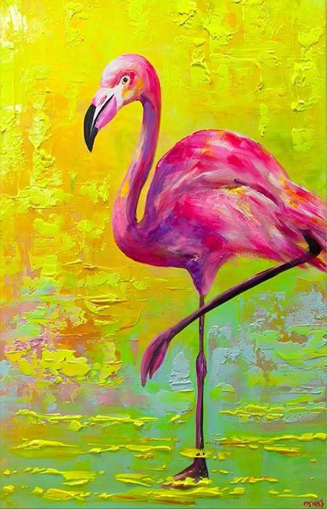 'Flamingo' by Osnat Tzadok #artpic.twitter.com/VsatWJZ5yd Flamingo Painting, Painting Canvases, Flamingo Art, Beginner Painting, Arte Animal, Amazing Art Painting, Art Painting Acrylic, Painting Art Projects, Pink Flamingo