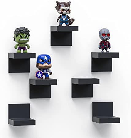 Amazon.com: 7-Pack Small Floating Shelves for Wall by RicherHouse, Plastic Black Shelf 4 Inch Display Ledges Room Decor, Mini with 2 Types of Installation (Adhesive or Screw) : Baby Command Shelves, Small Floating Shelves, Black Wall Shelves, Small Wall Shelf, Hypebeast Room, Black Shelf, Shelves For Wall, Black Ivy, Office Color