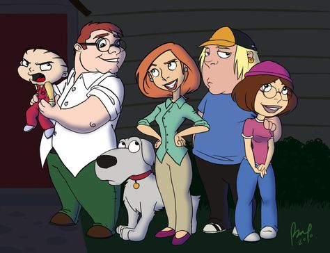 Family Guy Art Style, Guy Fanart, Cartoons 1990s, Griffin Family, Seth Macfarlane, Hype Wallpaper, Crystal Garden, Portrait Cartoon, 90s Cartoons