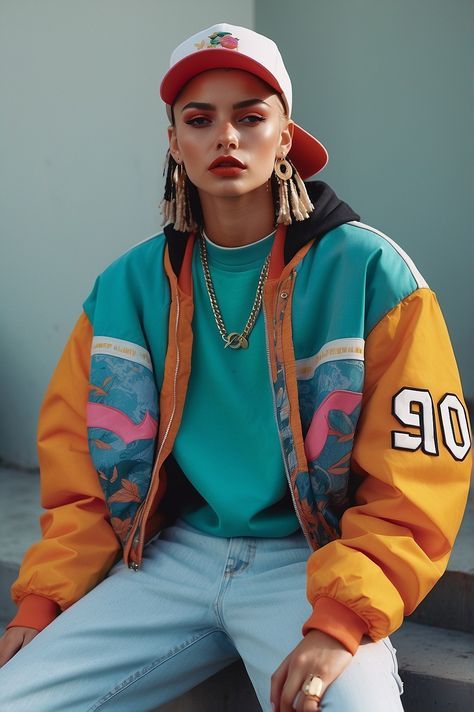 Retro Urban Fashion, Hip Hop Inspired Outfits, 90s Outfits Winter, Ootd Vintage 90s, 1990s Fashion Hip Hop, 90s Hip Hop Outfits For Women, 90s Outfit Ideas 1990s, Retro 90s Outfits, Snapback Outfit