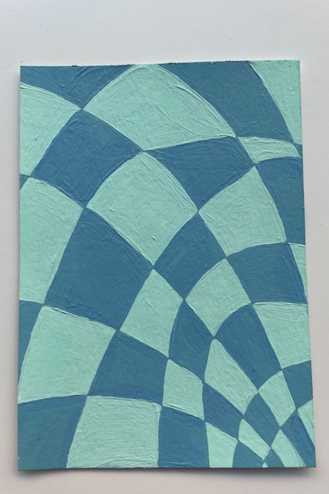 Easy Blue Paintings Simple, Simple Blue Painting Ideas, Blue Canvas Painting Ideas Easy Diy, Checkers Painting, Checkered Painting Ideas, Checker Painting, Blue Painting Ideas Easy, Simple Wall Art Painting, Checkered Painting