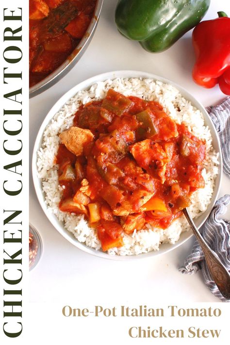 Stewed Chicken With Tomatoes, Chicken Tomato Stew, Chicken With Tomatoes, Stewed Chicken, Cacciatore Recipes, Chicken Cacciatore Recipe, Skillet Recipes, Chicken Cacciatore, Skillet Dinners