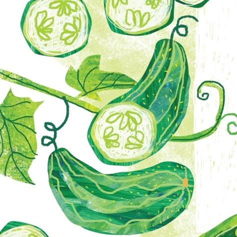 Sarah Hand Wisbey | My newest project - a food illustration collage of summer veggies for a puzzle design. A whole garden of cucumbers, radishes, beets, peas… | Instagram Veg Illustration, Cucumber Drawing, Cucumber Illustration, Radish Illustration, Veggies Illustration, New Drawing Ideas, Animal Illustration Kids, Watercolor Food Illustration, Drawing Notebook