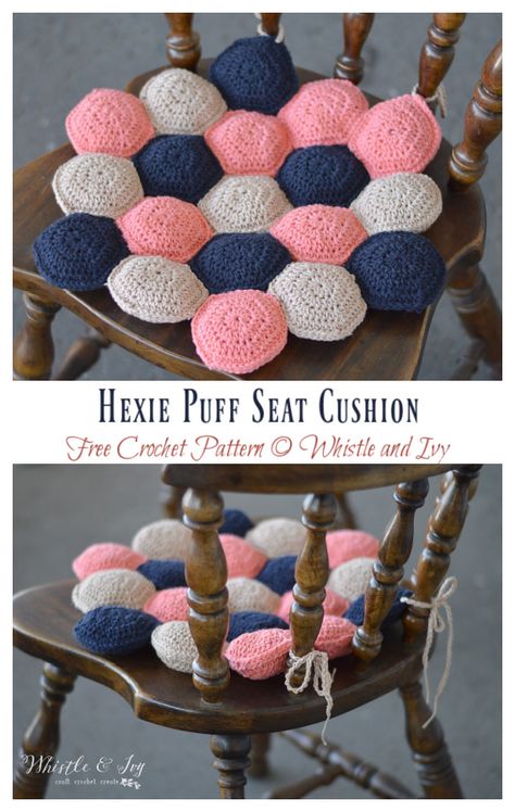 Hexie Puff Seat Cushion Crochet Free Pattern - Crochet & Knitting Puff Seat, Diy Crochet Flowers Tutorial, Crochet Cushion Pattern, Crochet Decor, Crochet Cushion, Crochet Cushion Cover, Modern Crochet Patterns, Match Colors, Crochet Hexagon