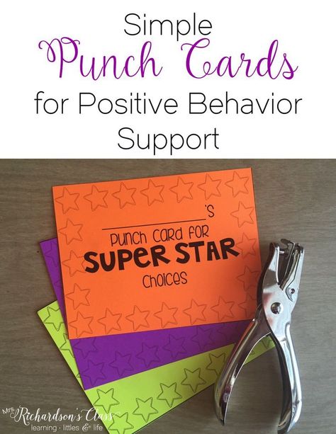 Using simple punch cards for positive behavior support in the classroom Punch Card Reward System, Achieve 3000, Behavior Punch Cards, Homework Pass, Positive Behavior Support, Behavior Supports, Behavior Interventions, Classroom Behavior Management, Behaviour Management