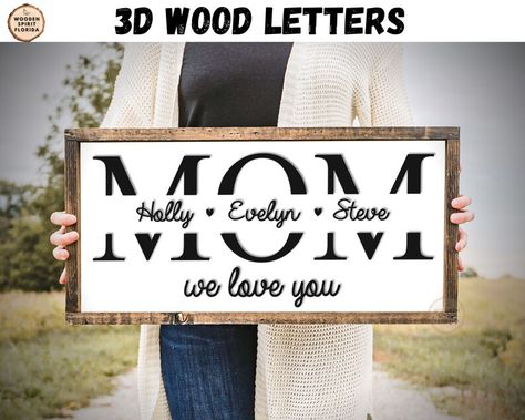 Personalized Mom Gift Custom Mothers Day Gift for Mom Unique - Etsy Turkey Mom Wood Signs, Mothers Day Signs, Wood Name Sign, Unique Mothers Day Gifts, Kids Names, I Love You Mom, Wood Painting, Mother's Day Diy, Personalized Gifts For Mom