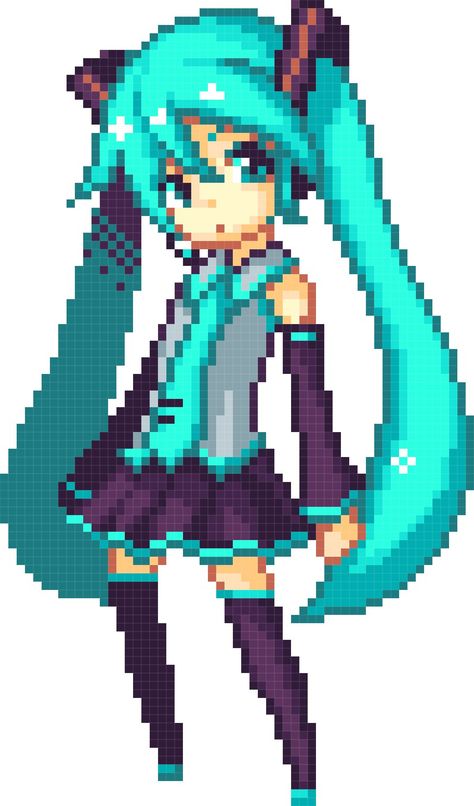 Miku Pixel Art, Anime Pixel, Punk Design, Graph Design, Anime Pixel Art, Alpha Patterns, Crafty Craft, Lego Creations, Perler Beads