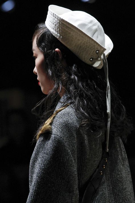 Prada - Fall 2016 - Sailor Hat Hat Alternatives, Sailor Hat Outfit, Foil Hat, Sailor Cap, Sailor Hat, Mood Board Fashion, Outfits With Hats, 2016 Fashion, Girl With Hat