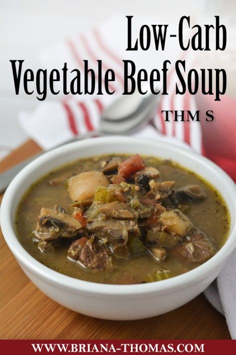 This comforting Vegetable Beef Soup is the perfect winter evening meal to warm your soul…and your innards. It’s a THM S meal and low carb and doesn’t even require any special ingredients! #BrianaThomas #trimhealthymama #thm #lowcarb #lowglycemic #comfortfood #soup #winter #thms #vegetable #beef #glutenfree #eggfree #dairyfree #nutfree #allergyfriendly #healthy Lunch Stuff, Briana Thomas, Thm Dinner, Beef Soup Recipes, Trim Healthy Mama Recipes, Boiled Egg Diet Plan, Vegetable Beef Soup, Boiled Egg Diet, Low Carb Soup