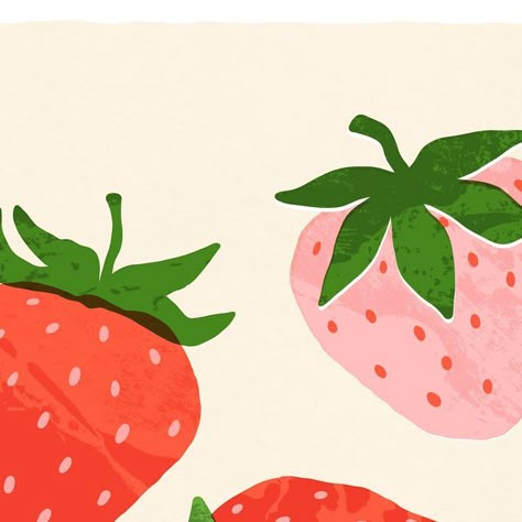 Rebecca Hollingsworth | Becca Kate Prints on Instagram: "🍓🍓🍓 . . . . . .  #drawing #foodillustration #illustration #designer #illustrator #strawberry #strawberries #foodillustrator #womenillustrators #illustrationoftheday #texture #berries #berry #femaleillustrator #illustrated_now #womenofillustration #fruit #illustrationartist #printandpattern #drawingchallenge  #strawberrybranch #strawberryillustration #dailychallenge #weareillustration #ladieswhodesign #illo#illustration_daily #foodillustrations #digitalillustration #theydrawandcook" Strawberry Illustration Cute, Strawberry Graphic Design, Notion Stickers, Farm Mural, Strawberry Pictures, Strawberry Illustration, Strawberry Graphic, Strawberry Drawing, Aesthetic Strawberry