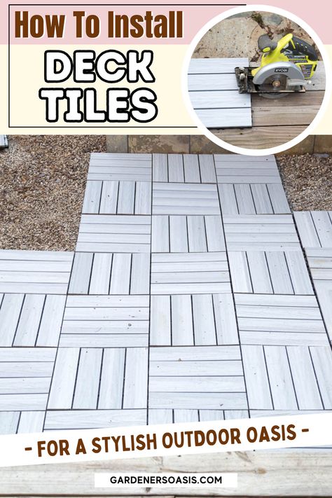 How To Install Deck Tiles For A Quick and Easy Patio | Gardens Cement Tiles Diy, Easy Backyard Landscaping, Composite Deck Tiles, Privacy Landscaping Backyard, Patio Edging, Garden Patios, Patio Gardening, Low Maintenance Backyard, Easy Patio