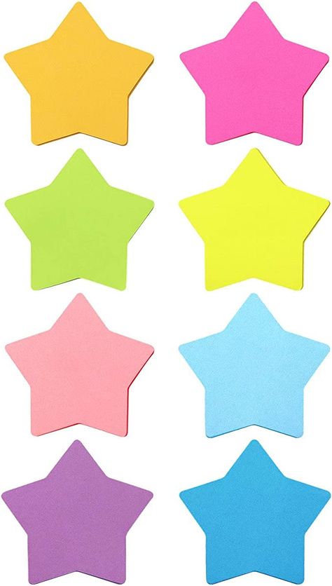 AmazonSmile : Star Shape Sticky Notes 8 Color Bright Colorful Sticky Pad 75 Sheets/Pad Self-Sticky Note Pads (8 Pads) : Office Products Classroom Wishlist, Roommate Gifts, Emoji Design, Fish Extender, Stick Notes, Note Pads, Sticky Pads, Memo Pad, Heart With Arrow