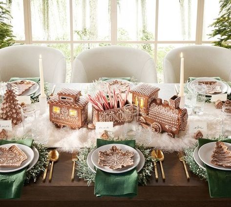 Christmas 2024: Decorations, Holiday Ornaments & Lights | Pottery Barn Pottery Barn Christmas Decor, Gingerbread Train, Pottery Barn Christmas, Appetizer Plates Set, Christmas Barbie, Christmas Style, White Table Cloth, Christmas Tablescapes, Christmas Table Settings