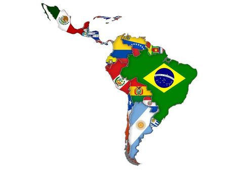 Latin American Flags, America Map Art, Latin America Map, South America Flag, Guyana Flag, Ecuador Flag, Living In Spain, South America Map, Countries And Flags