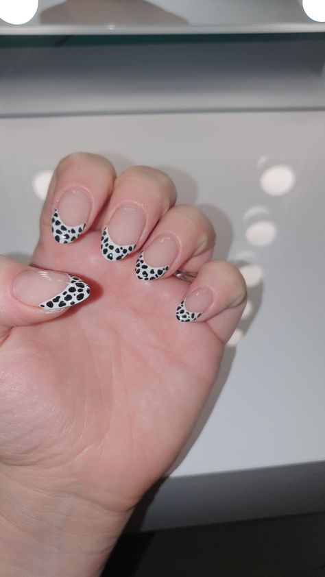 Almond nails Dalmation Print Nails, Dalmatian Nails, Dalmatian Halloween, French Manicure Designs, Dalmatian Print, Nail Tattoo, French Tip Nails, Dream Nails, French Manicure