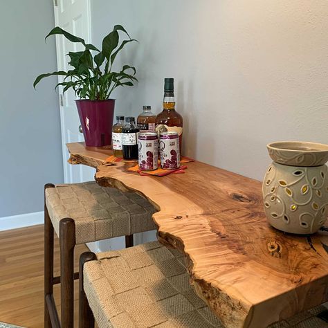 Live Edge Shelves Kitchen, Live Edge Shelves Above Desk, Live Edge Oak Shelves, Live Edge Floating Bar, Floating Shelf With Brackets, Live Edge Floating Shelf Under Tv, Live Edge Bar Shelf, Hanging Live Edge Wood Shelves, Live Edge Board Shelf