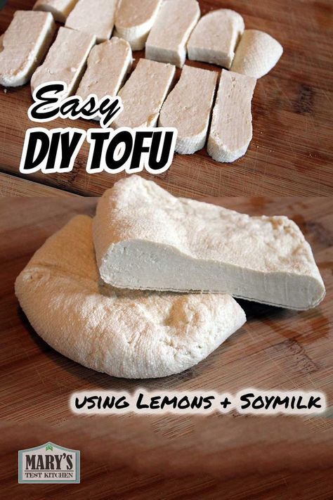 How to make tofu using soymilk and lemons. Diy Tofu, Soy Milk Recipes, Homemade Soy Milk, Homemade Tofu, Tofu Recipes Vegan, Nut Milk Bag, Bless The Food, Food Thermometer, Vegan Inspiration