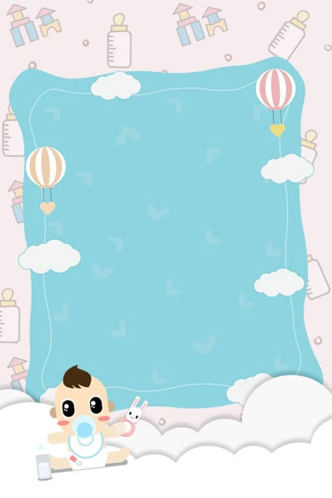 Pink Cute Baby Cartoon Illustration Stationery Background Baby Kartun, Background Aqiqah, Stationery Background, Cute Pink Cartoon, Baby Cartoons, Baby Boy Background, Scrapbook Bebe, Illustration Stationery